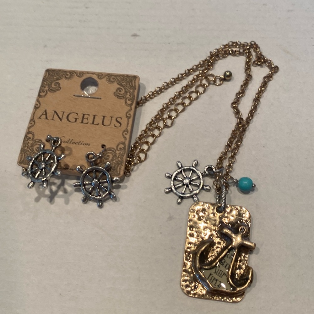 NWT Angelus Collection, Sea-Faring Theme Pendant Necklace with Earrings